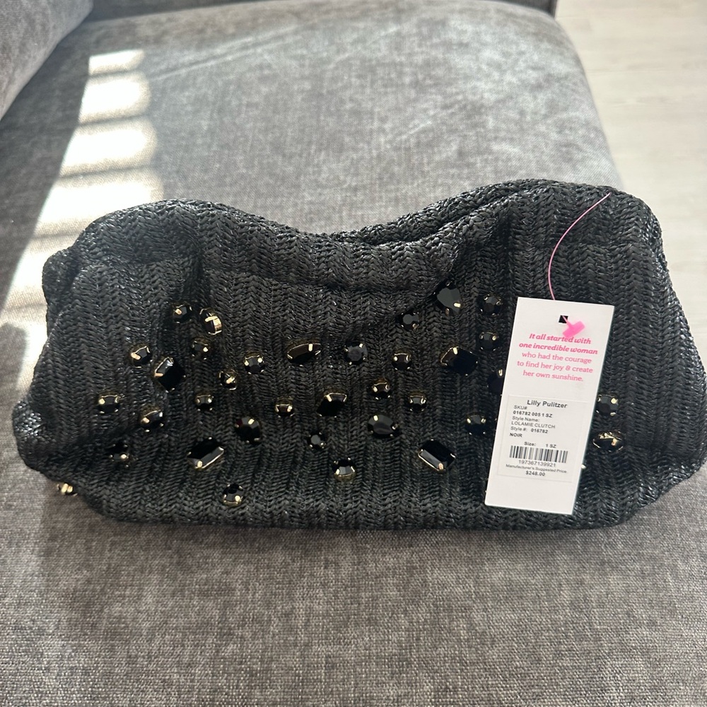 Lilly Pulitzer Black Beaded Wristlet